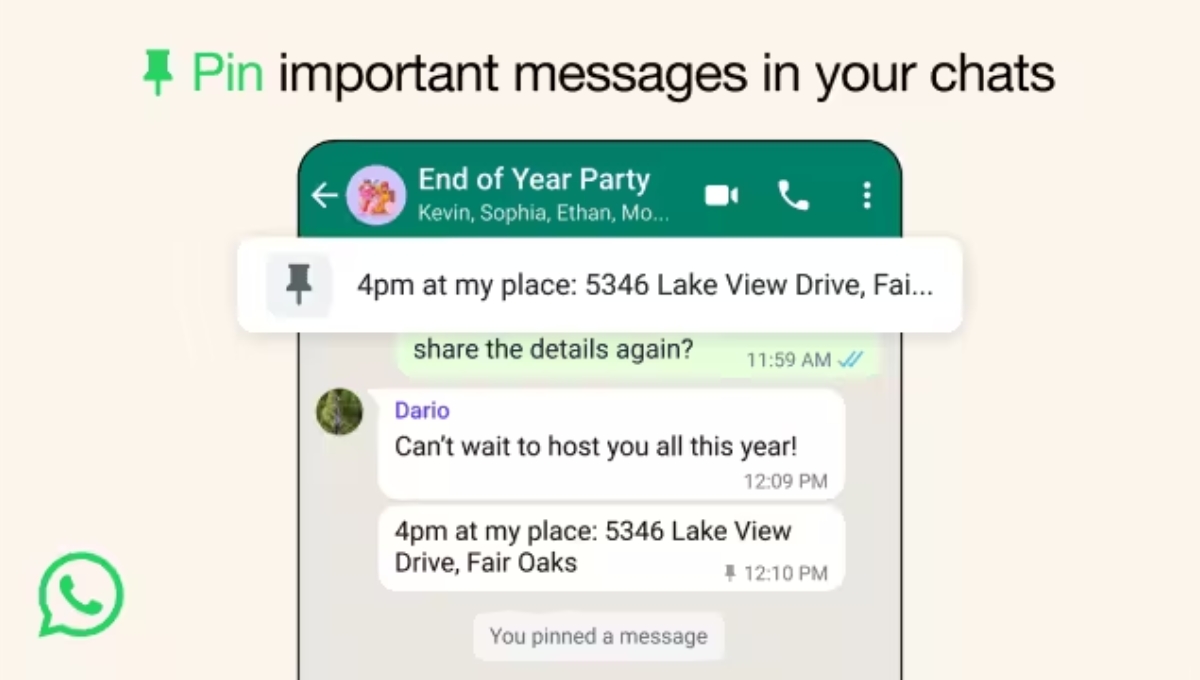 WhatsApp Introduces Pinning Messages